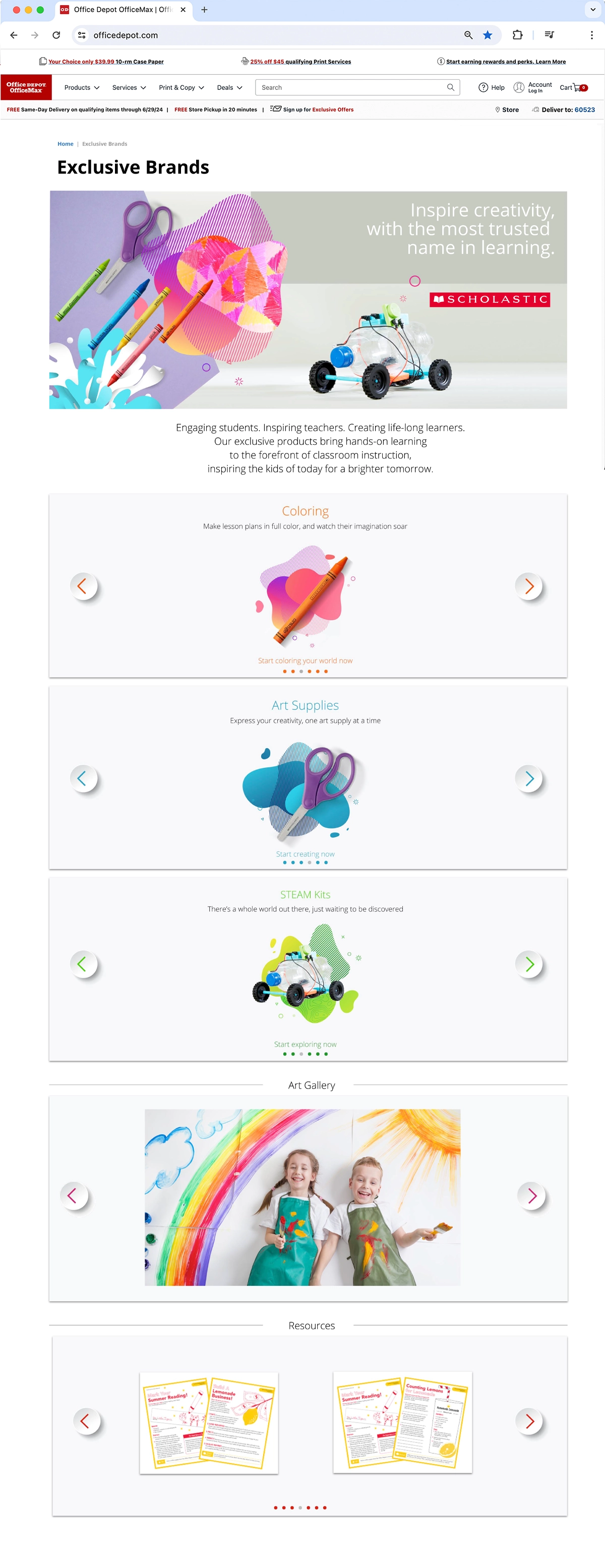 Office Depot | Scholastic and Juku | Website Design UX/UI